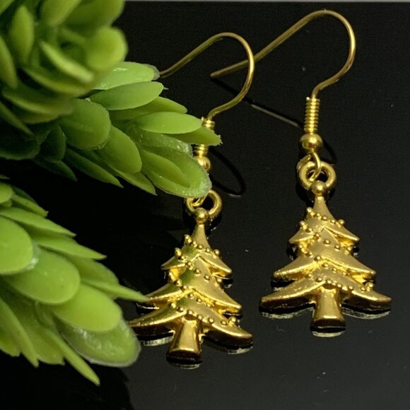 Christmas Tree Earrings, Christmas Earrings, Gift Idea, Holiday Earrings, Tree - Picture 2 of 6